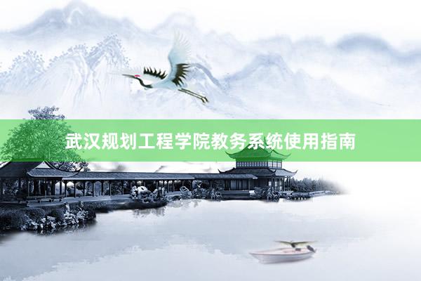 武汉规划工程学院教务系统使用指南